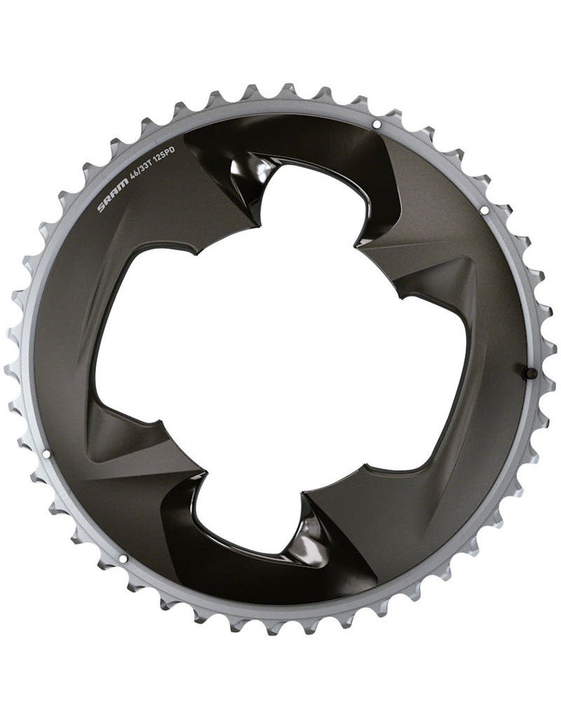 SRAM Force 2x12-Speed Outer Chainring - 46T, 107 BCD, 4-Bolt, Polar Grey (for use with 33T inner)