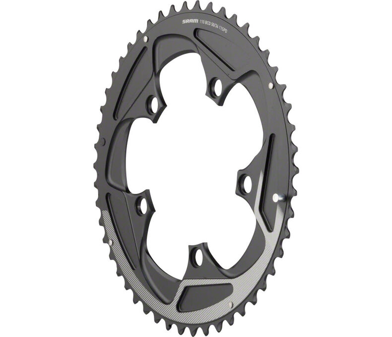 SRAM Yaw Chainring - 50T, 110mm BCD, 11-Speed, Black With Silver Trim