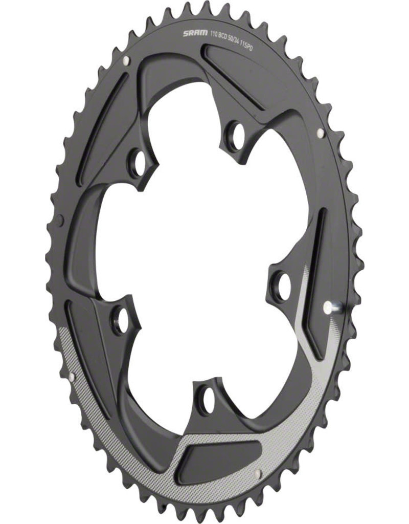 SRAM SRAM Yaw Chainring - 50T, 110mm BCD, 11-Speed, Black With Silver Trim