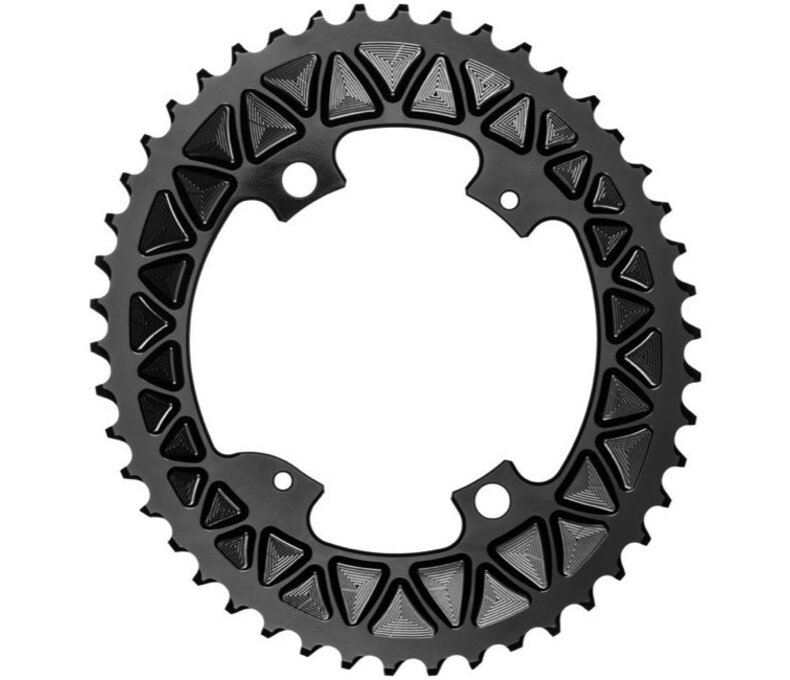 AbsoluteBlack Premium 2x SUB-Comp Oval Chainring - 4 x 110mm BCD, 48T, Outer (Black)