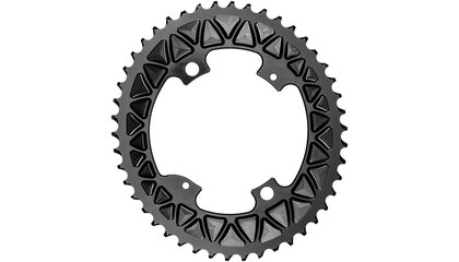 absoluteBLACK Premium Sub-Compact Oval 110 BCD Road Outer Chainring - 46t, 110 Shimano Asymmetric BCD, 4-Bolt, Black