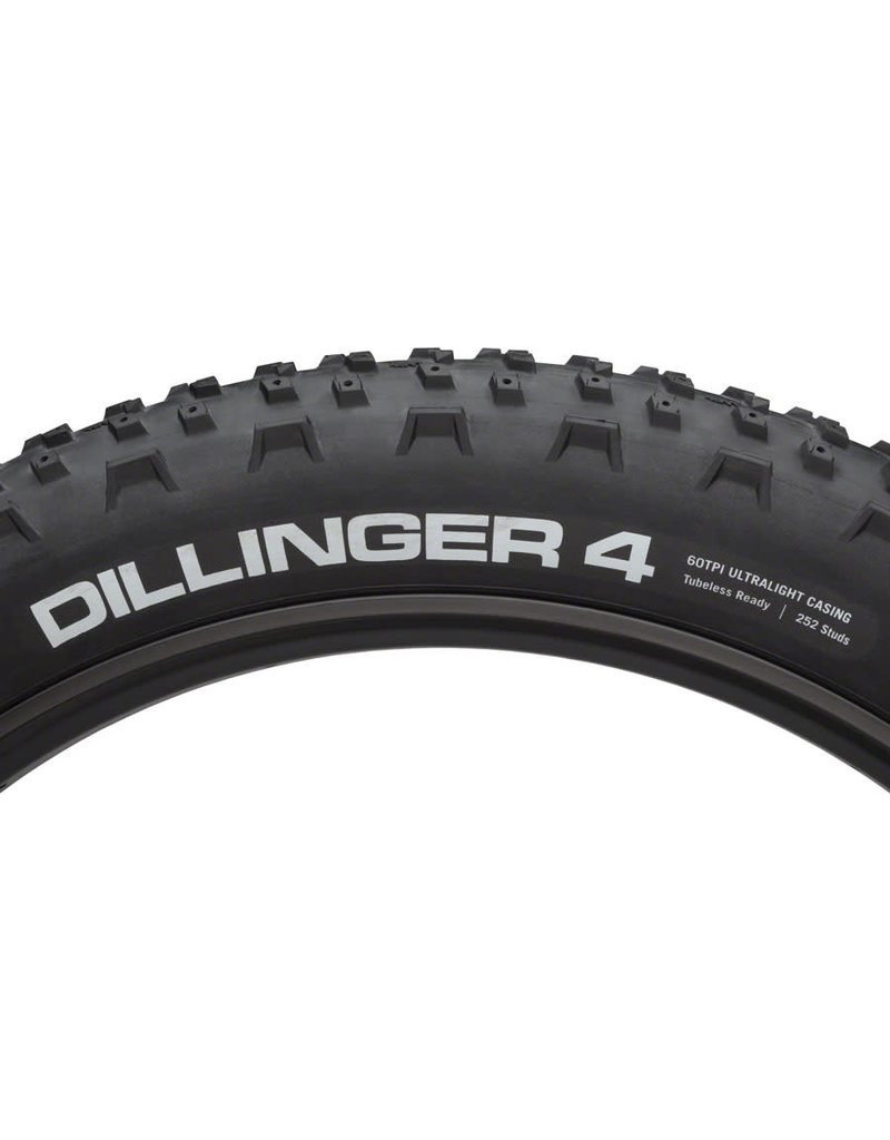 45NRTH Dillinger 4 Tire - 27.5 x 4, Tubeless, Folding, Black, 60tpi, Studdable