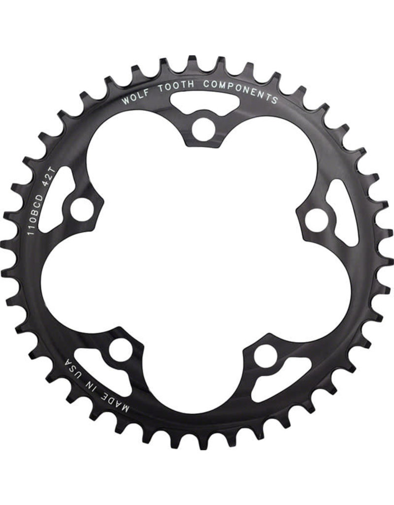 Wolf Tooth 110 BCD Cyclocross and Road Chainring - 42t, 110 BCD, 5-Bolt, Drop-Stop, Black