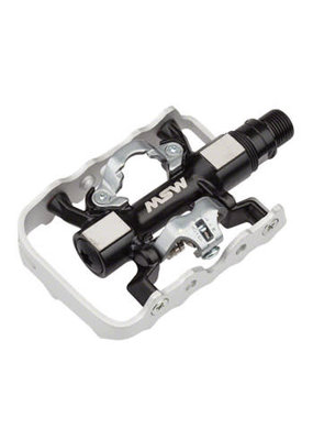 MSW CP-200 Pedals - Single Side Clipless with Platform , Aluminum , 9/16", Black/Silver