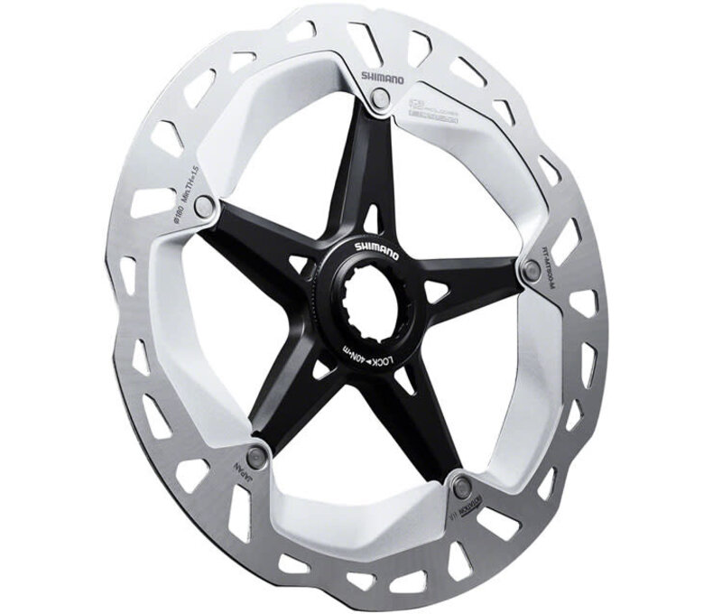 Shimano Deore XT RT-MT800-L Disc Brake Rotor with External Lockring - 203mm, Center Lock, Silver/Black