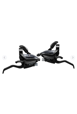 SHIMANO AMERICAN CORP. SHIFT/BRAKE LEVER SET, ST-EF500-2A, 2X8SPEED, EZ-FIRE PLUS, 2F-ALLOY, FOR V-BRAKE, STD SL (SP41) & BL CBL (BLACK), BLACK
