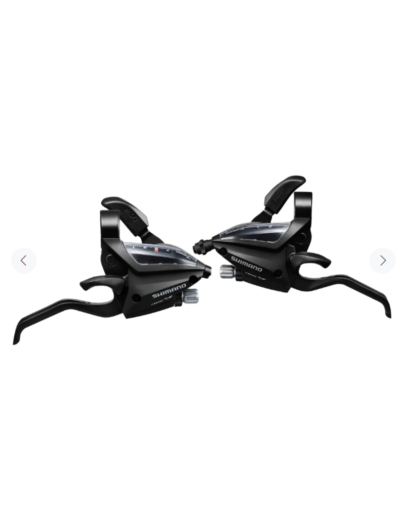 SHIMANO AMERICAN CORP. SHIFT/BRAKE LEVER SET, ST-EF500-2A, 2X8SPEED, EZ-FIRE PLUS, 2F-ALLOY, FOR V-BRAKE, STD SL (SP41) & BL CBL (BLACK), BLACK