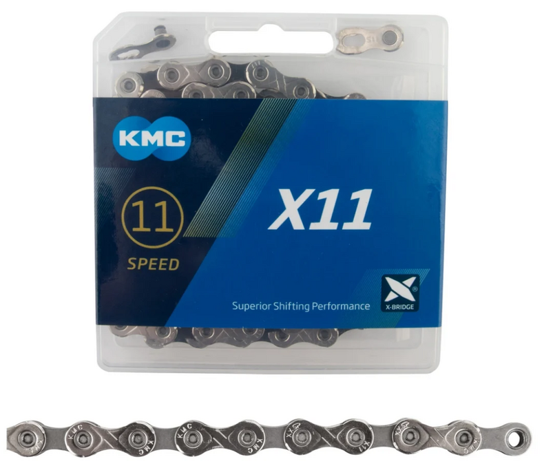 KMC X11 Chain - 11-Speed, 118 Links, Silver/Black