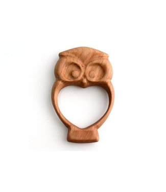 POPPY BABY CO ORGANIC WOODEN RATTLE/TEETHER- OWL