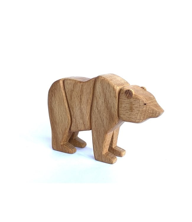 Handmade wooden bear figurine 
