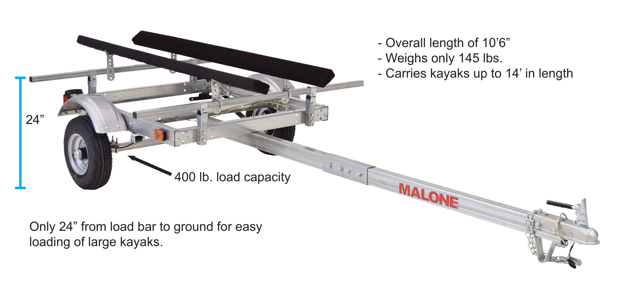 EcoLight Single Kayak Trailer Package w/ 1 set bunks Bushwhacker