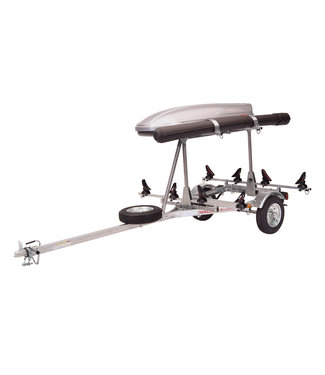 Malone MicroSport LowBed 2 Kayak Trailer Package w/ 2nd tier, 2 Sets Saddle Up, Cargo Box, Rod Tube & Spare Tire