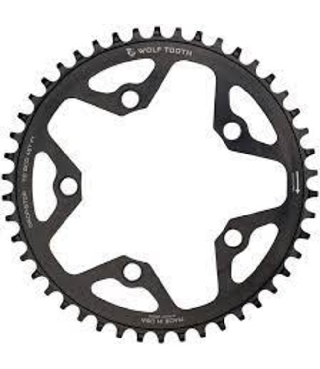 Wolf Tooth Wolf Tooth 110 BCD Cyclocross and Road Chainring - 44t, 110 BCD, 5-Bolt, Drop-Stop, 10/11/12-Speed Eagle and Flattop Compatible, Black