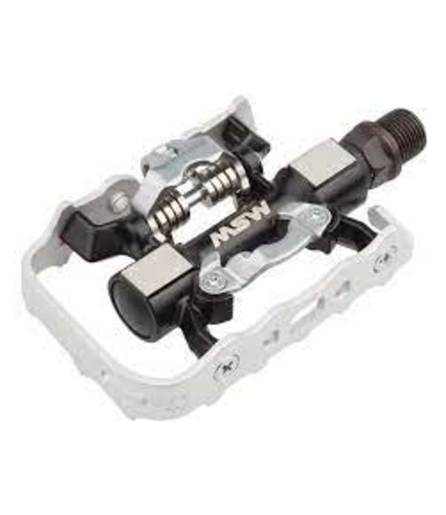 MSW MSW CP-100 Pedals - Single Side Clipless with Platform , Aluminum , 9/16", Black/Silver