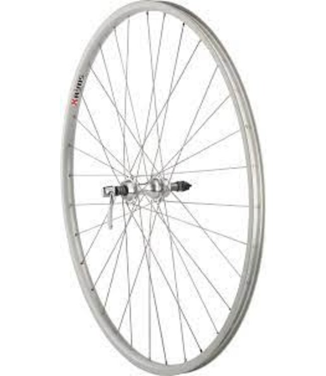 Quality Wheels Quality Wheels Value Single Wall Series Rear Wheel - 27", QR x 130mm, Rim Brake, Freewheel, Silver, Clincher