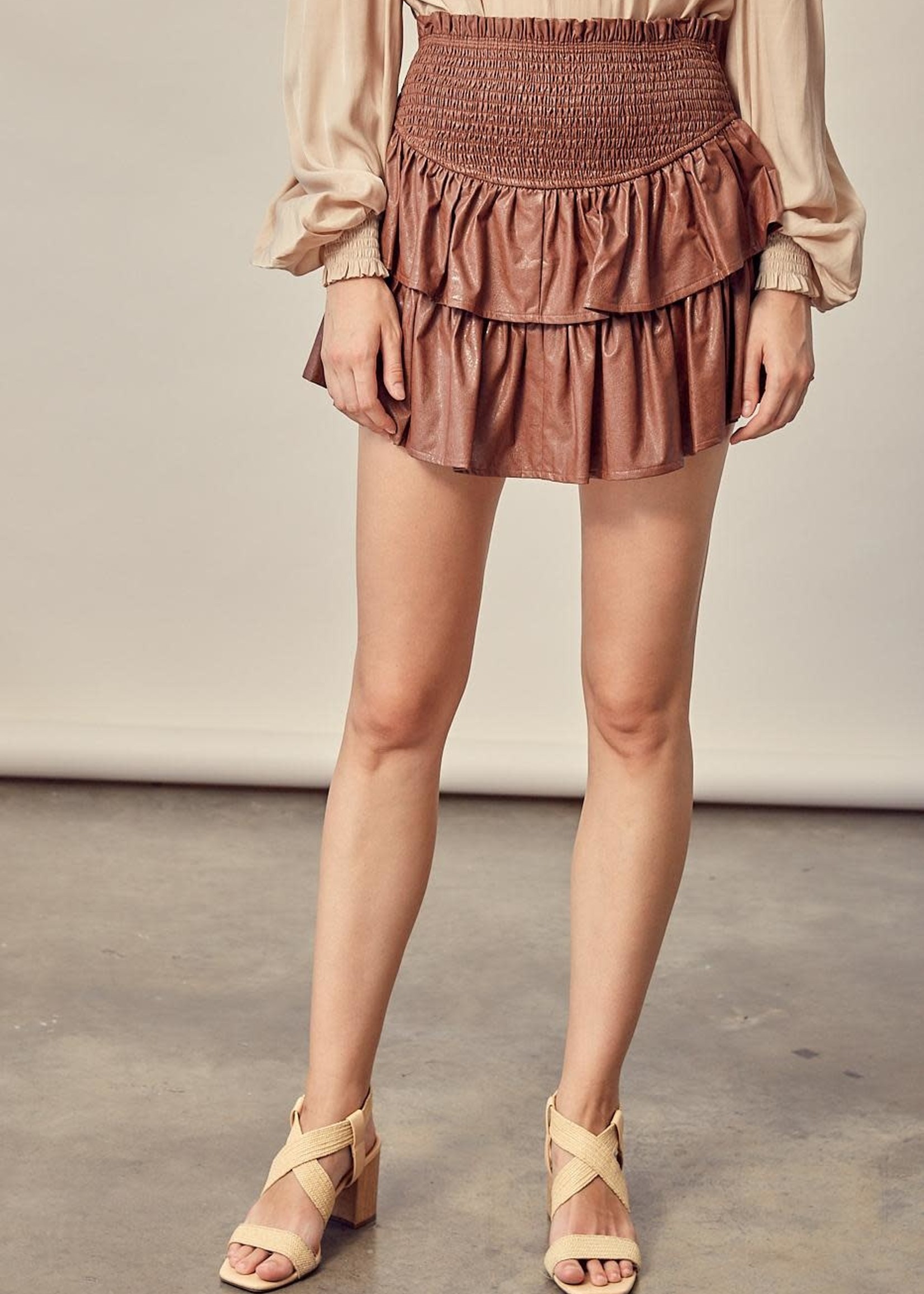 Leather Up Ruffle Skort (2 Colors)