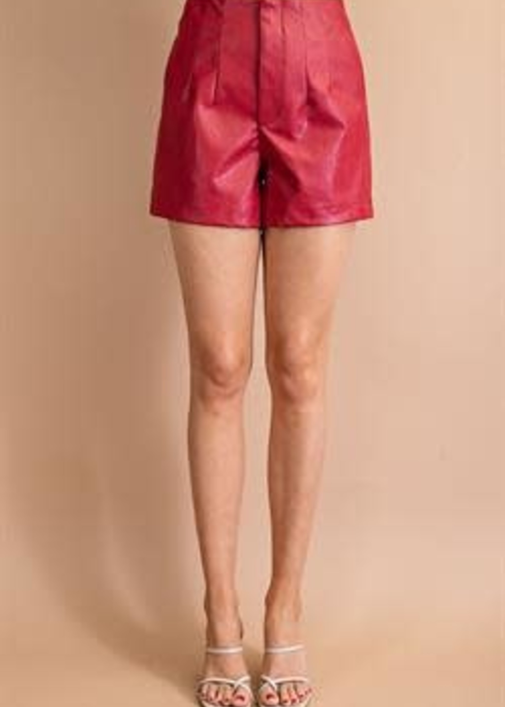 Red Leather Shorts