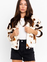 Fuzzy and Soft Cow Print Jacket