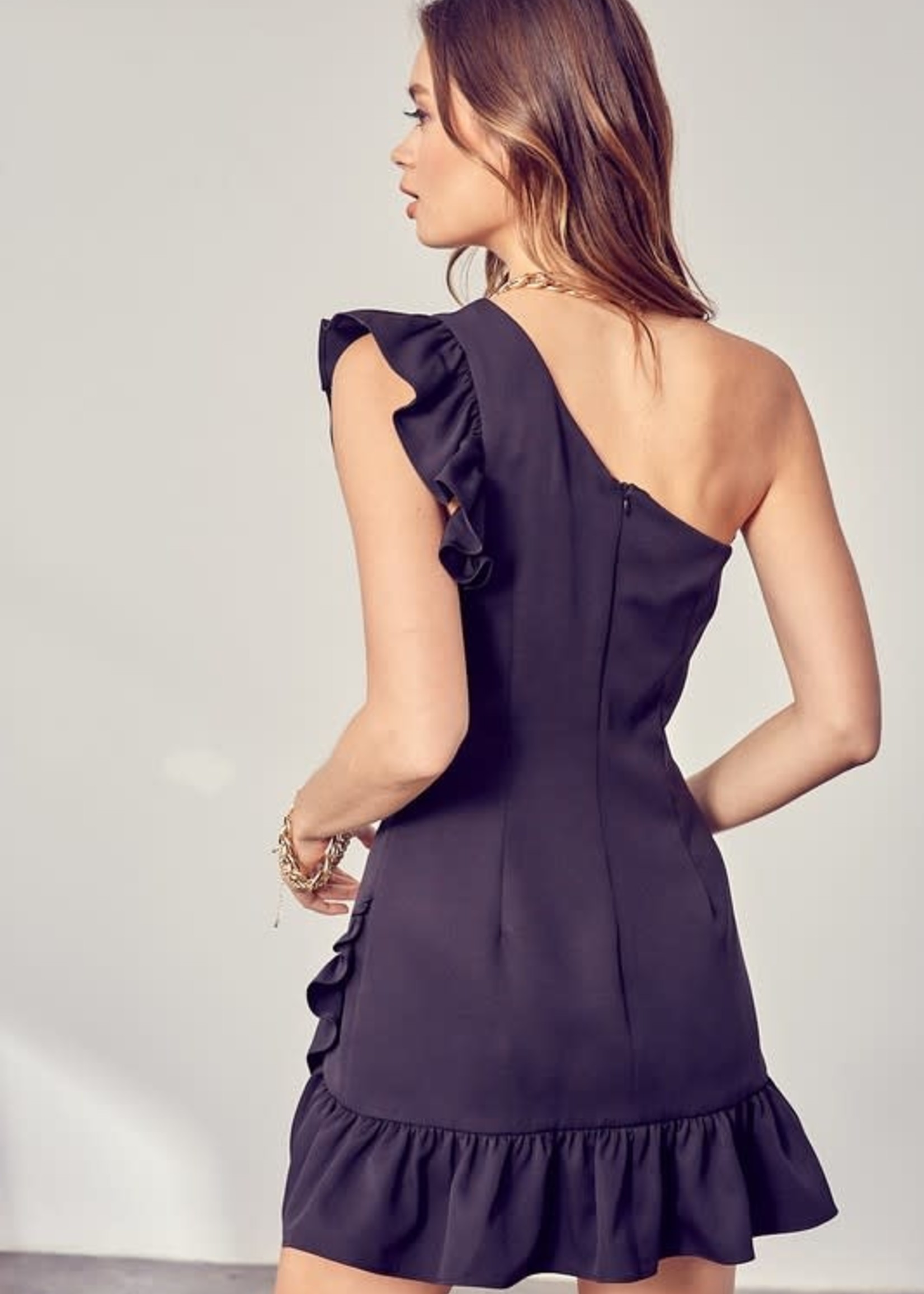 Ruffle One Shoulder Party LBD