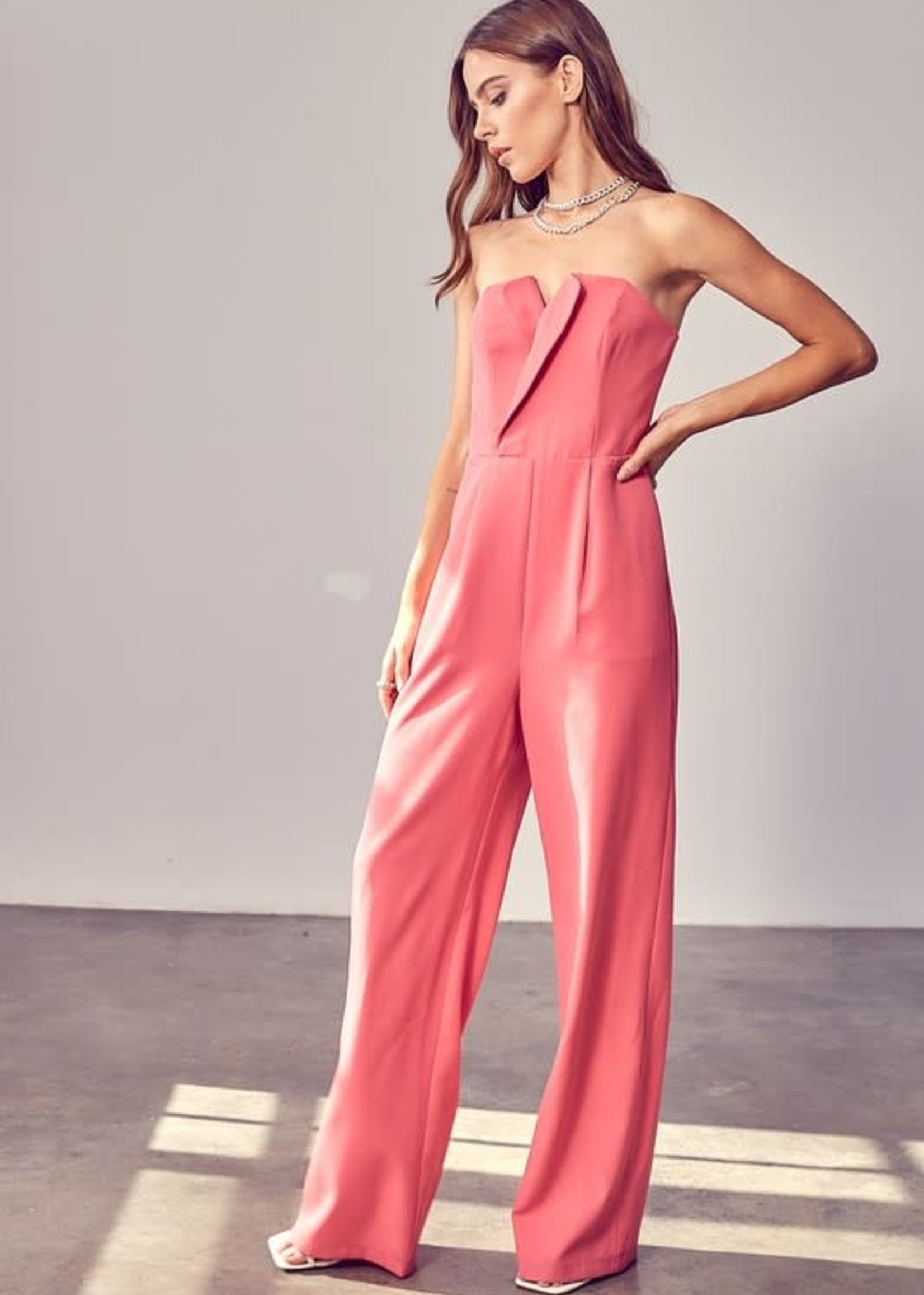 Pretty In Pink Strapless Jumpsuit
