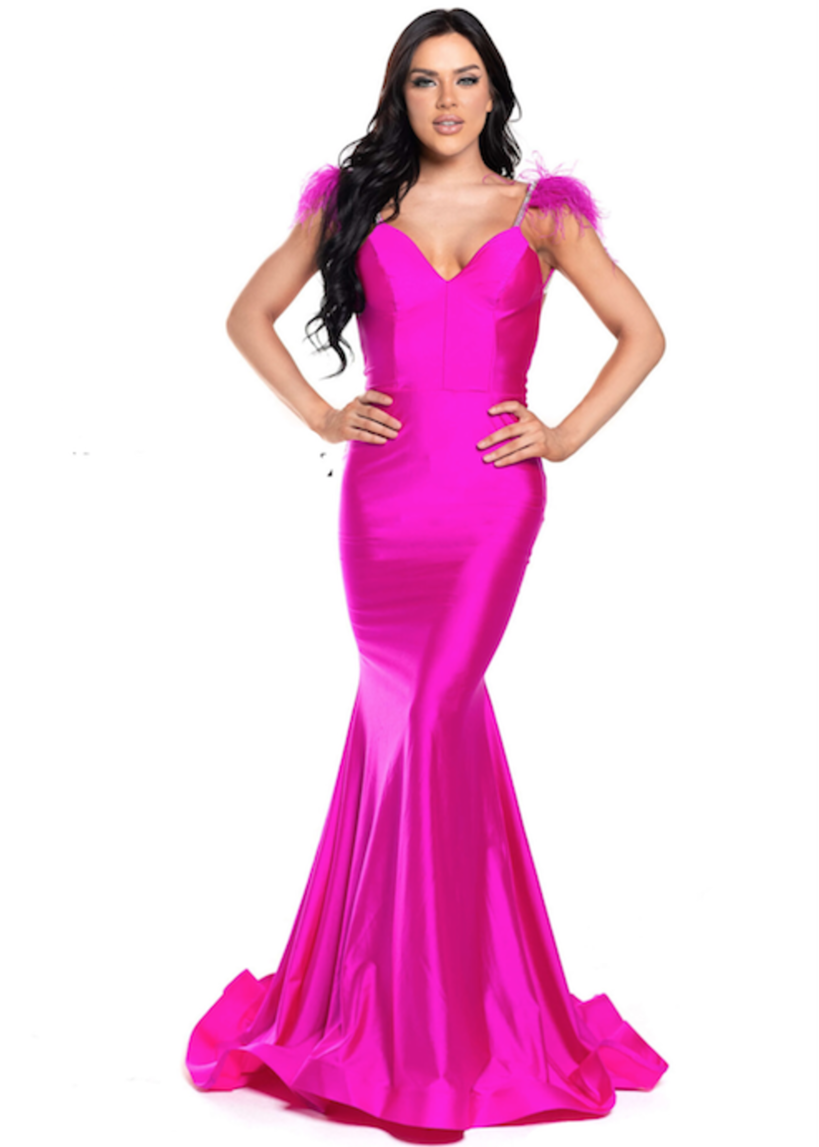 Fabulous Feather Formal Dress (110 Colors)