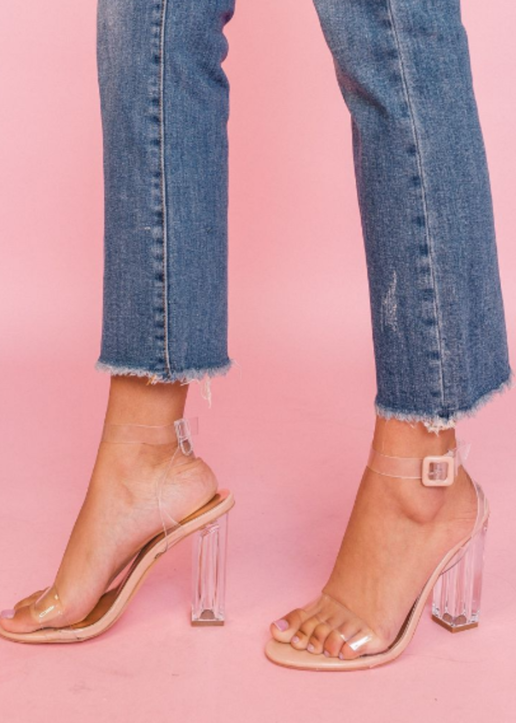 Dance The Night Away Clear Ankle Strap Heels