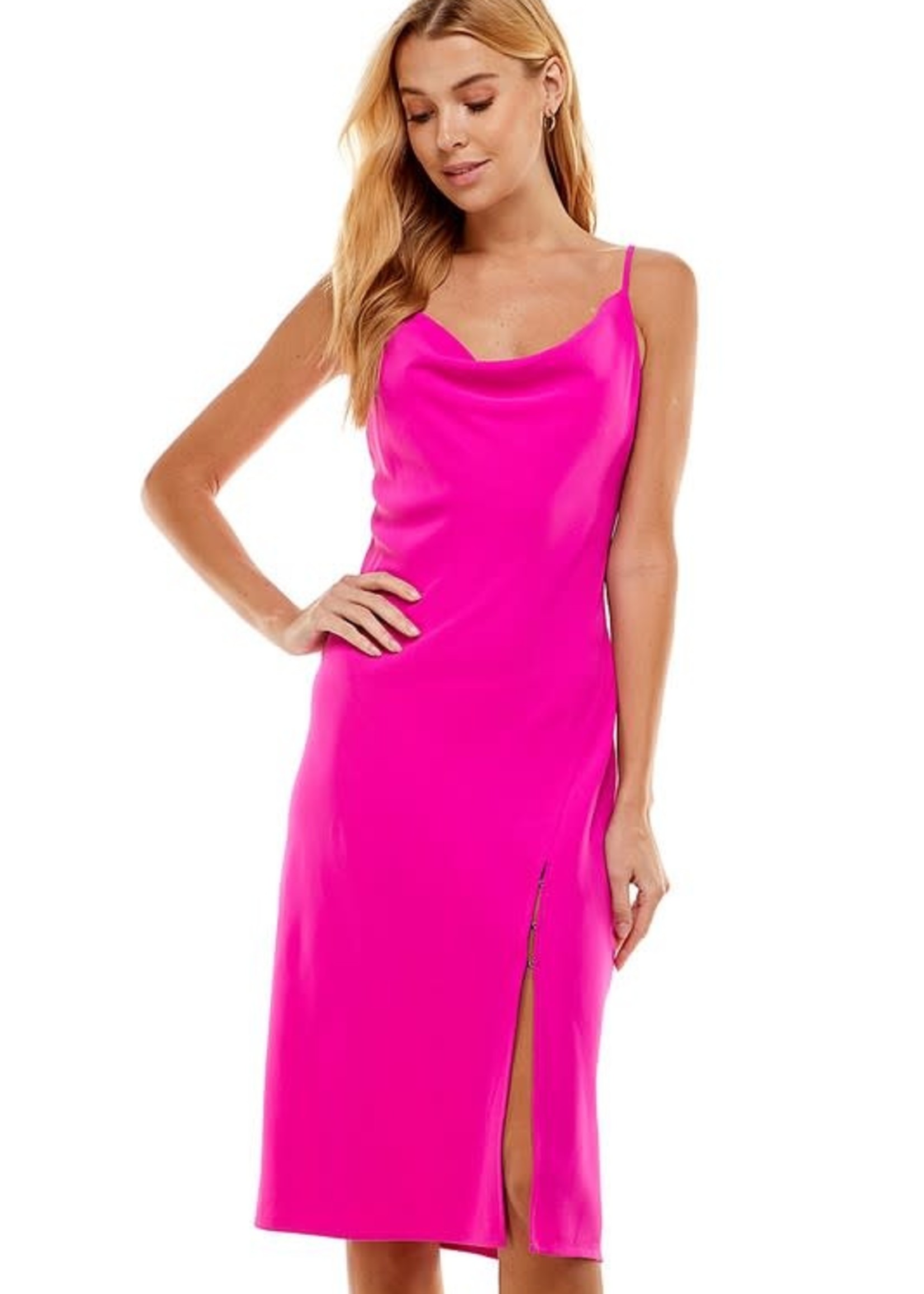 Power Color Hot Pink Midi Dress