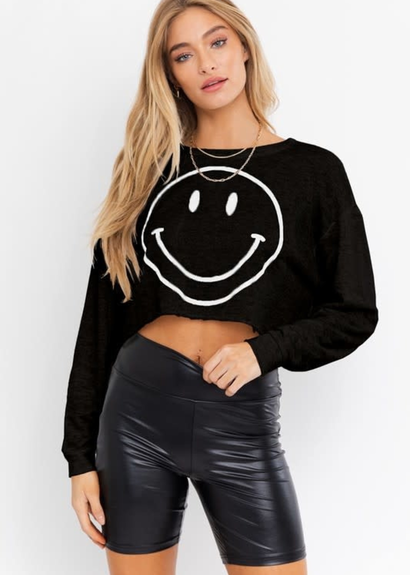 Smile Crop Sweatshirt (2 Colors)