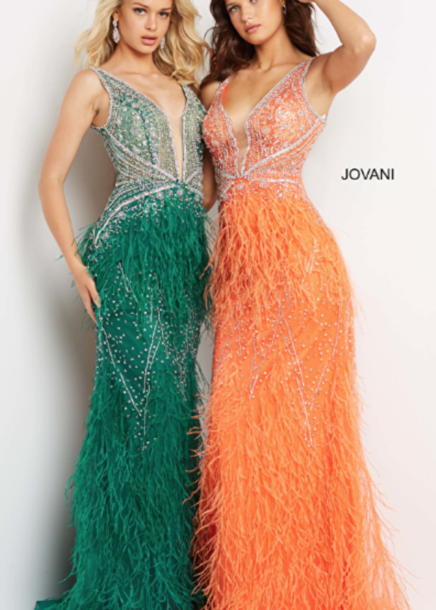 Jovani Emerald Feather Formal