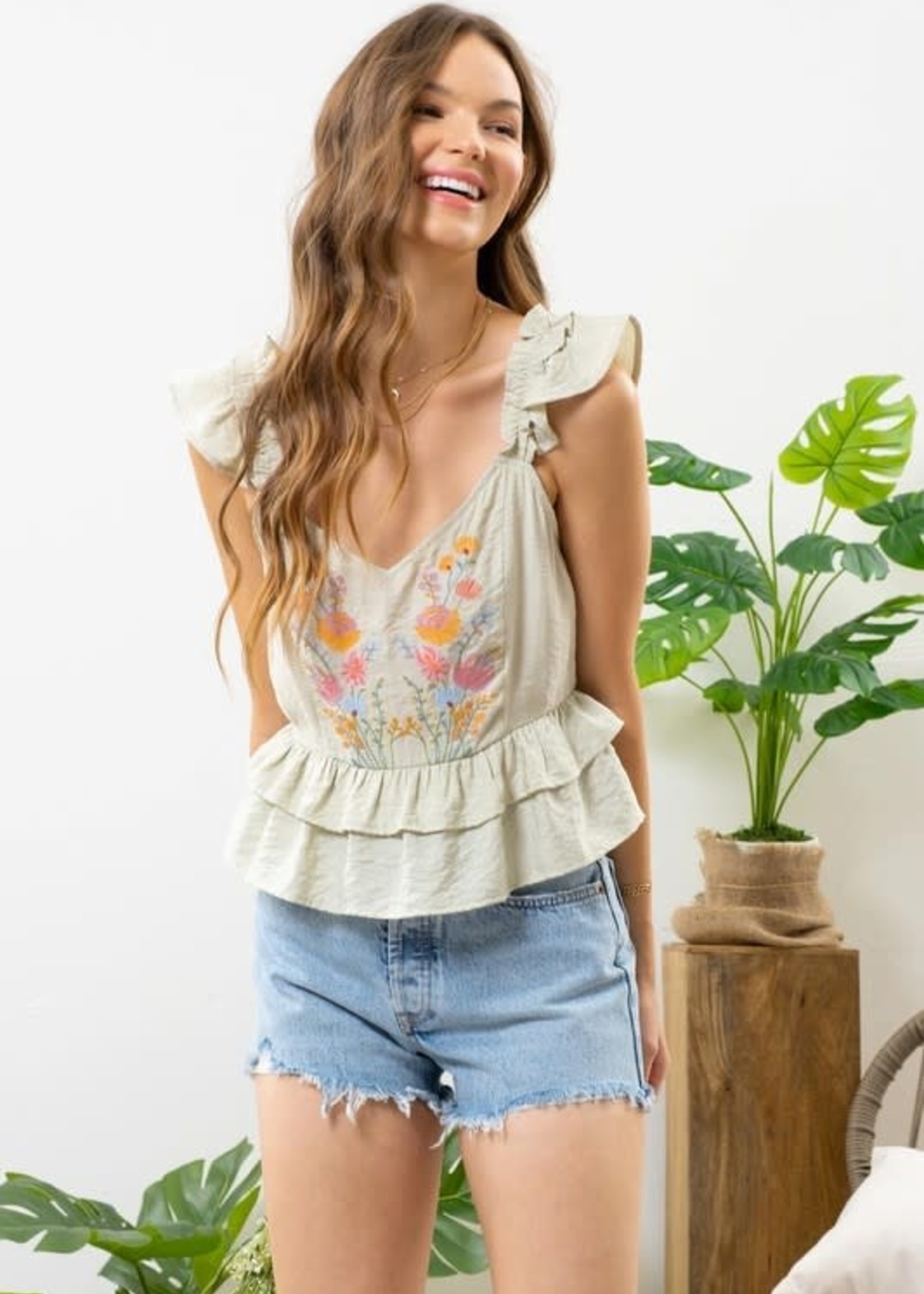 Summer Floral Embroidery Top (2 Colors)