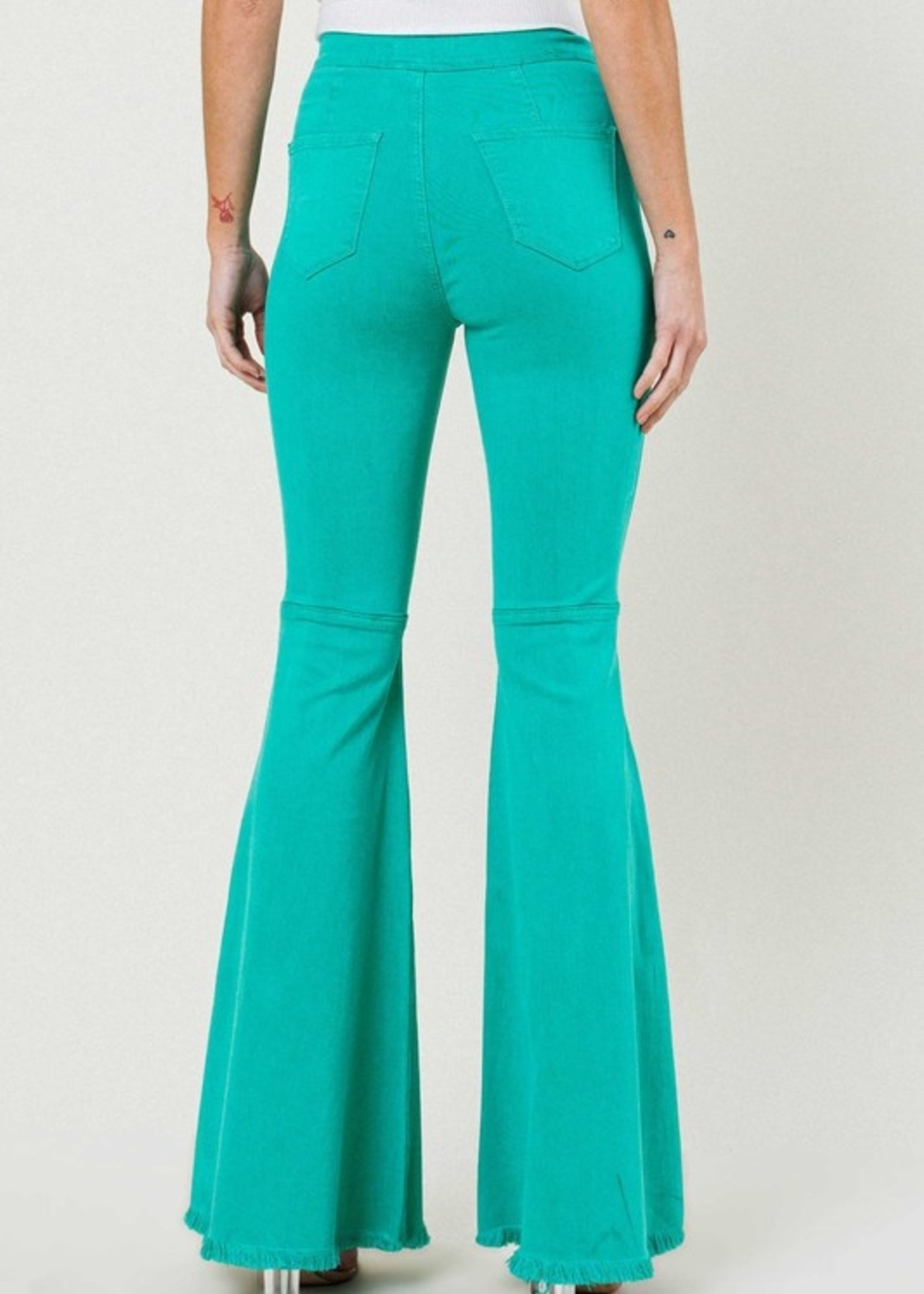 Highed Waisted Green Flares