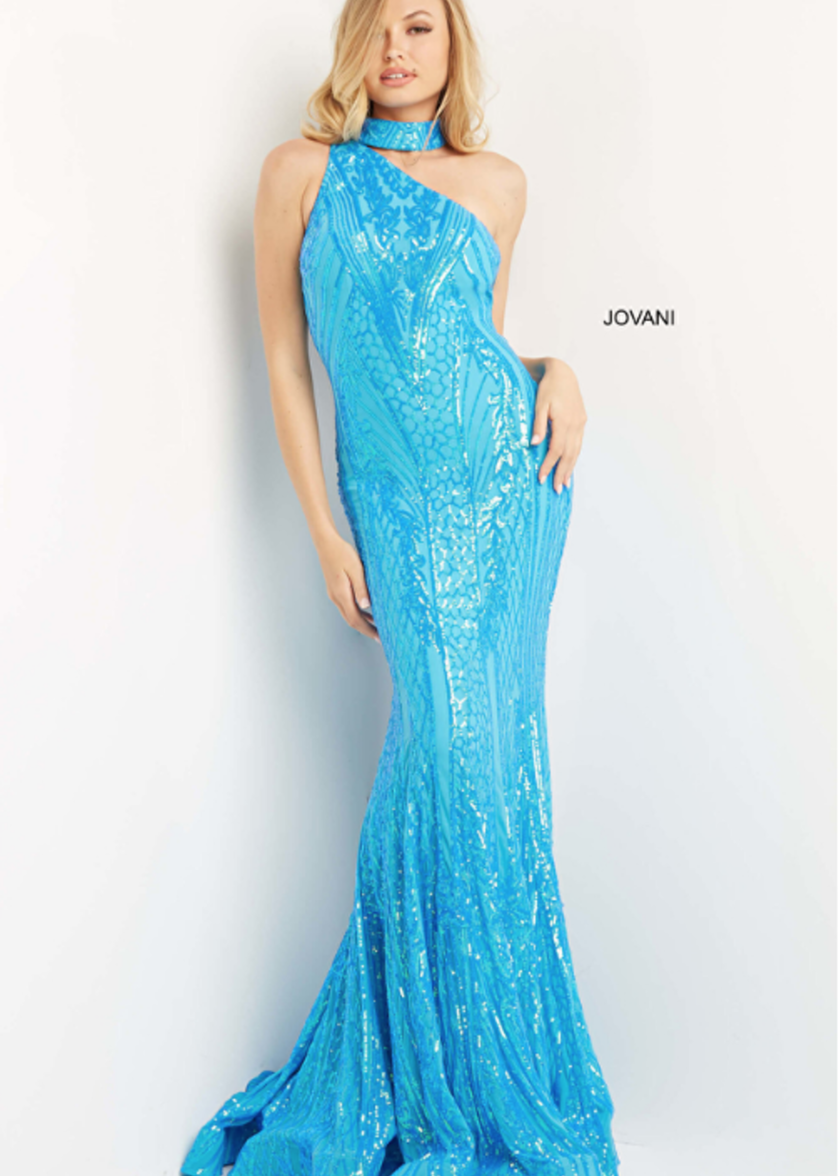 Jovani Sparkle On One Shoulder Formal (4 Colors)