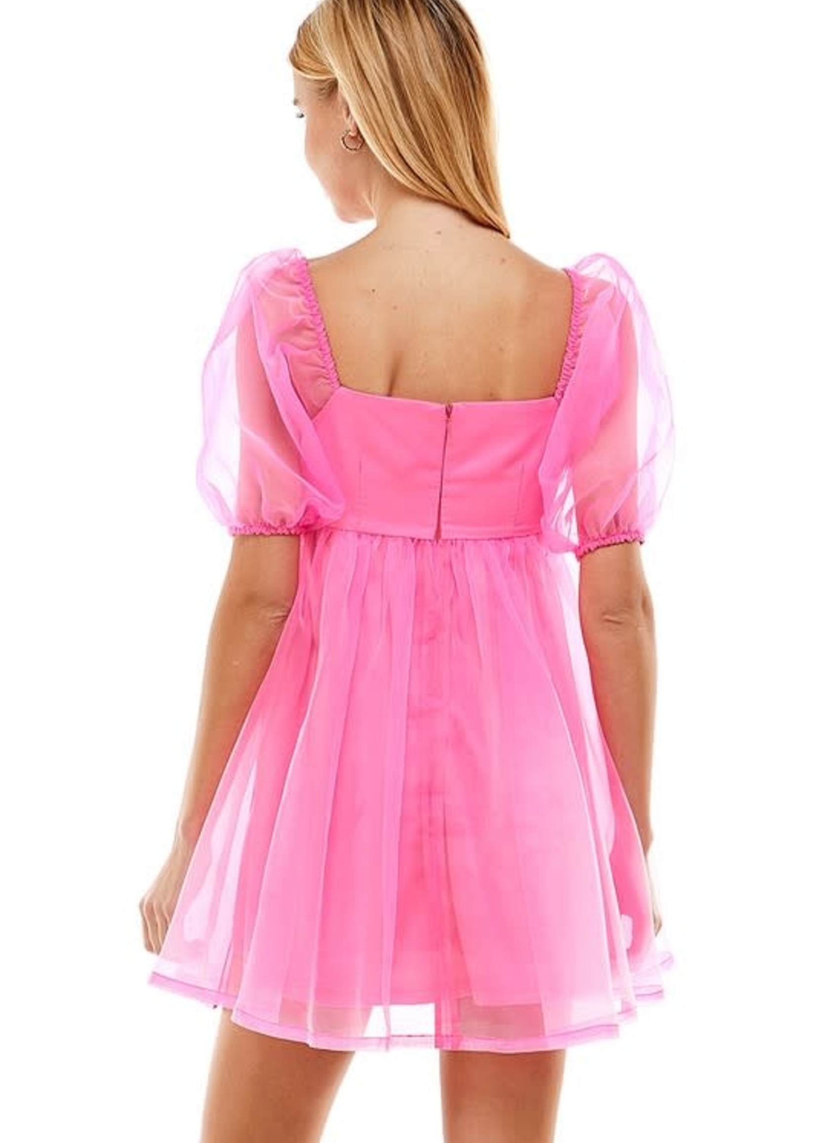 Organza Hot Pink Baby Doll Dress