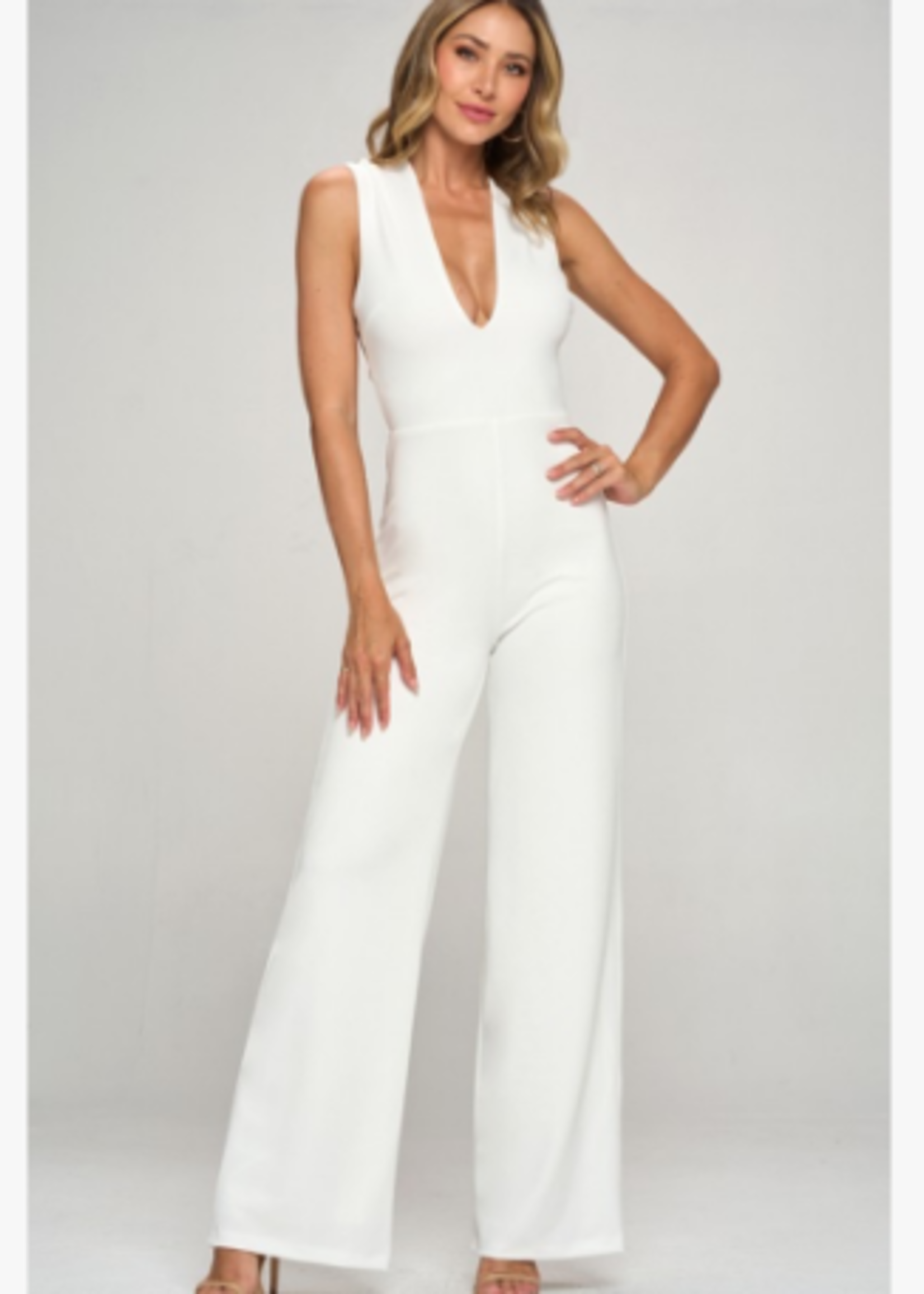 Best Day Ever White Open Back Jumpsuit