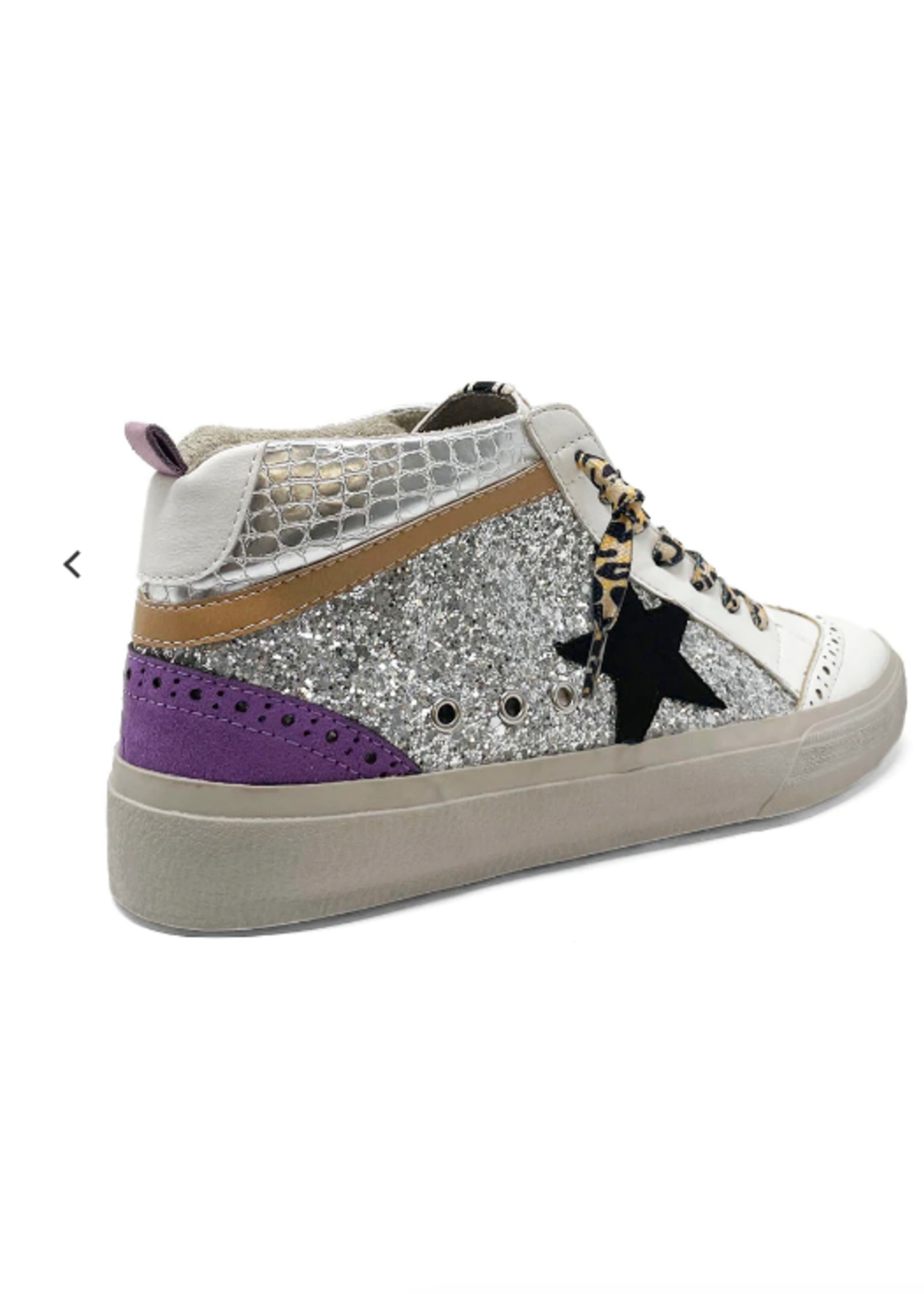 Sparkle Glitter Purple Star High Top Sneakers