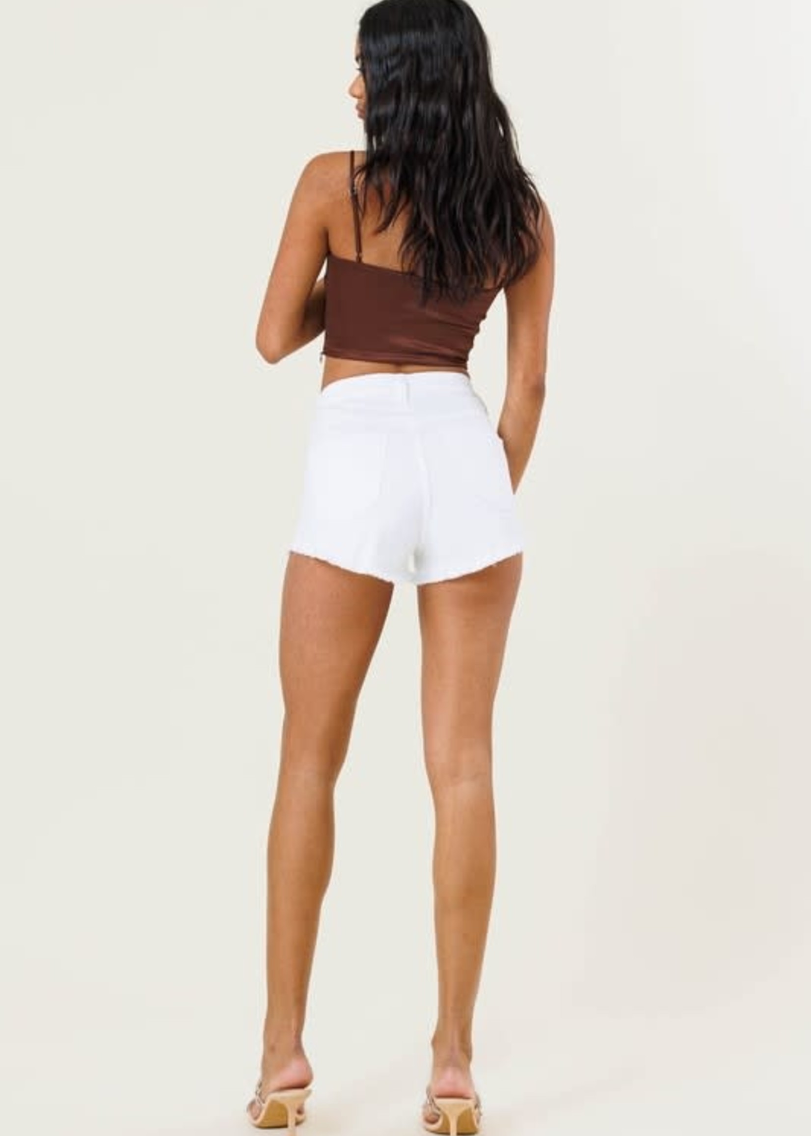 Just Right White Distressed High Waist Shorts