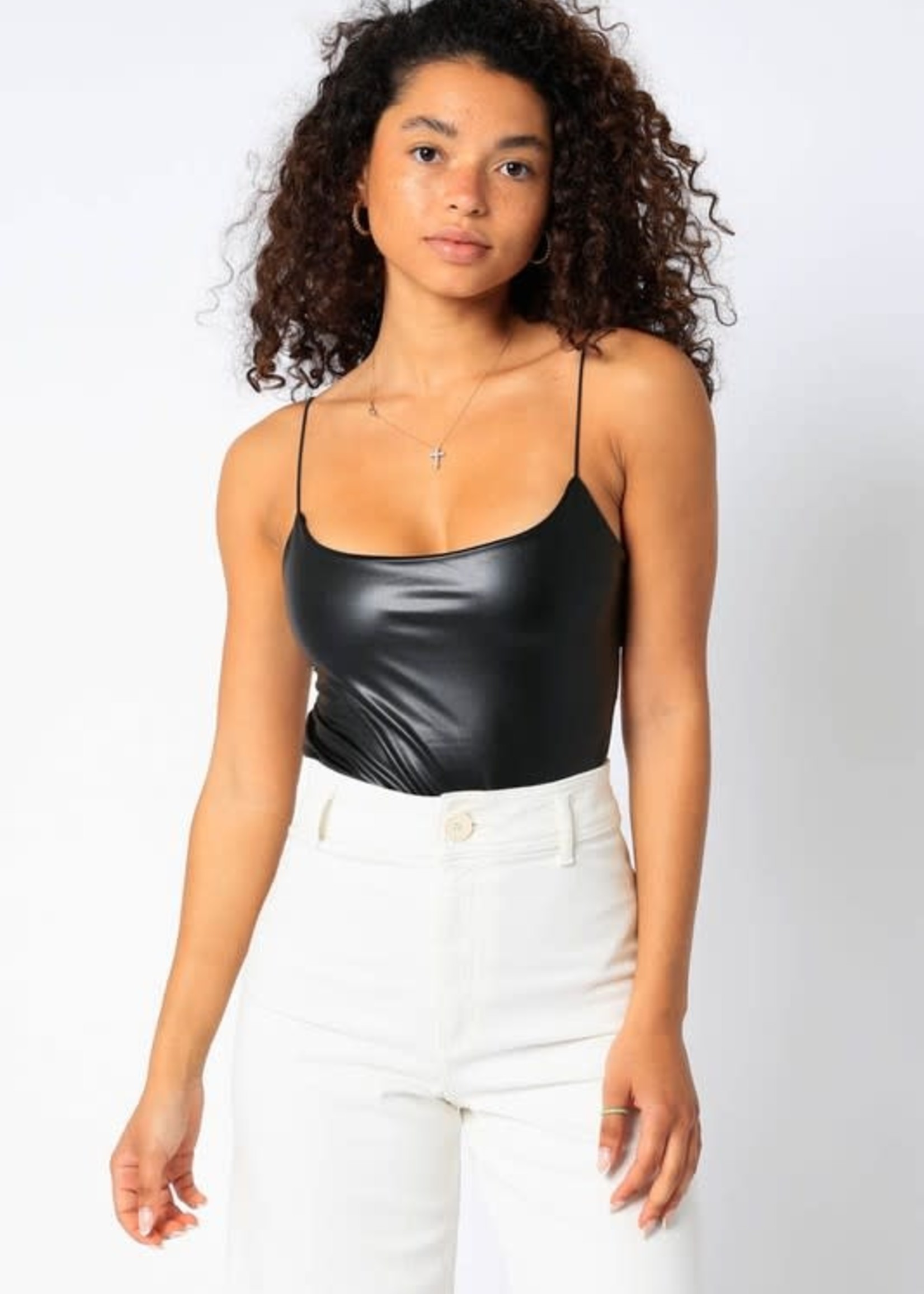 Hot Girl Summer Black Leather Bodysuit