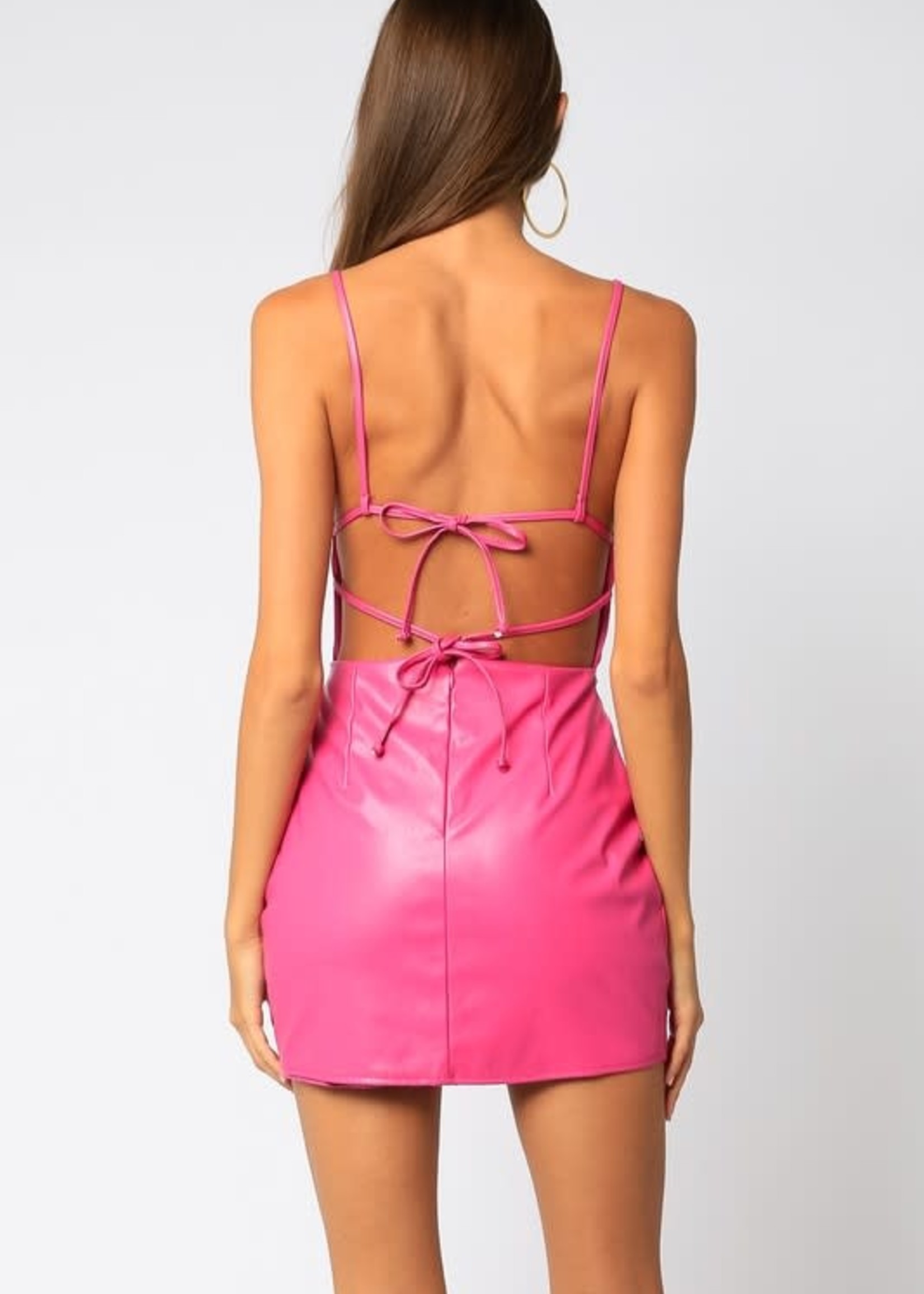 Hot Girl Summer Pink Leather Dress