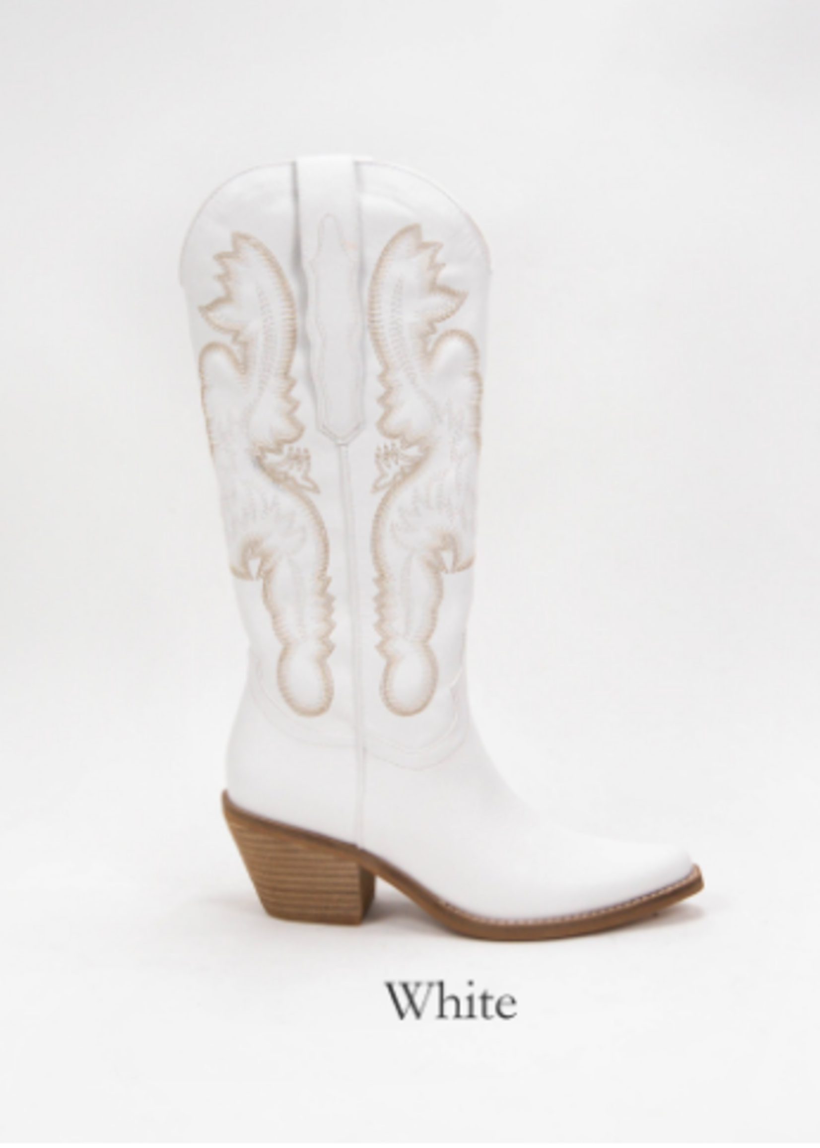 White Cowboy Boots w/Stitching