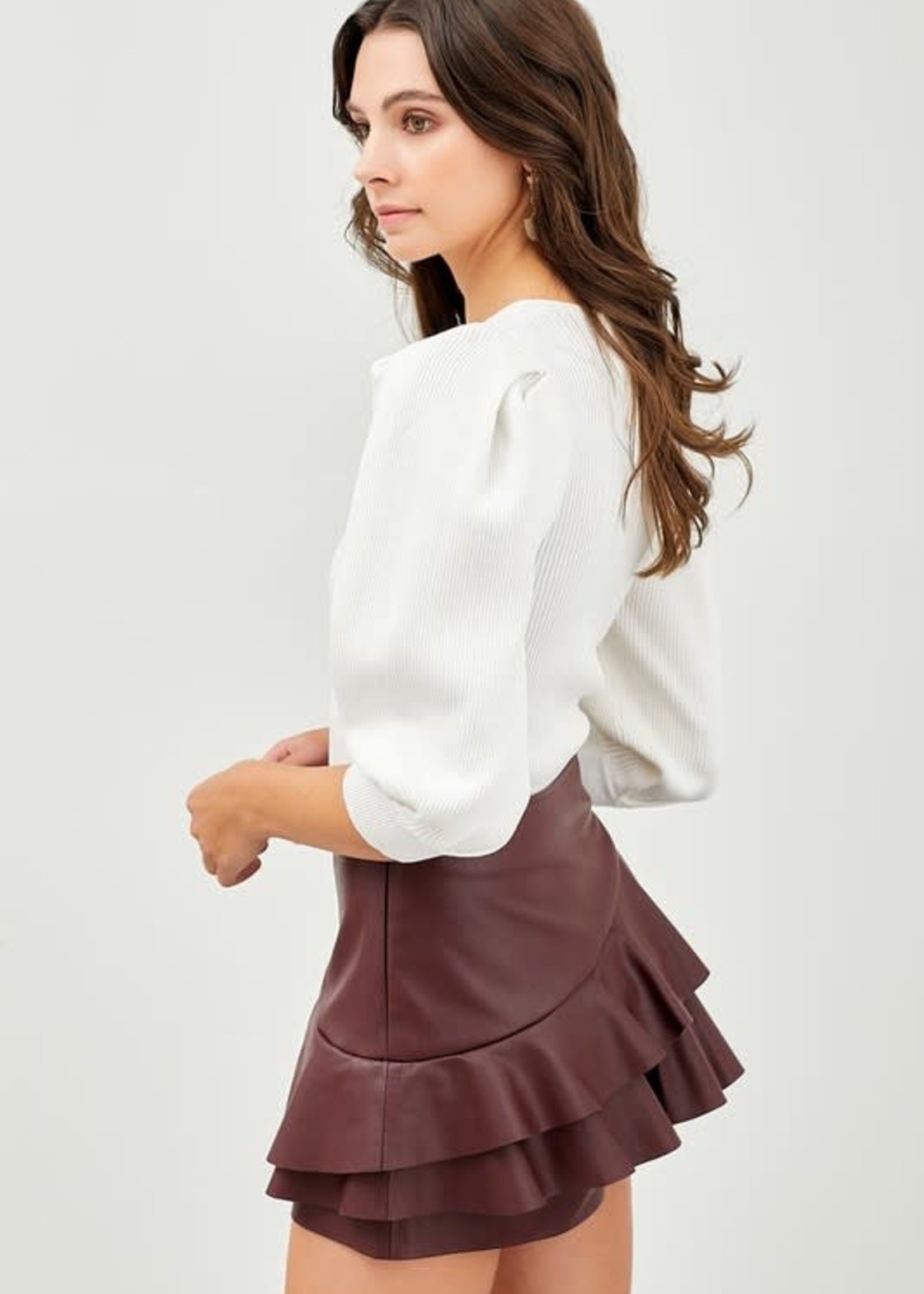 Ivory Puff Sleeve Sweater - Cousin Couture