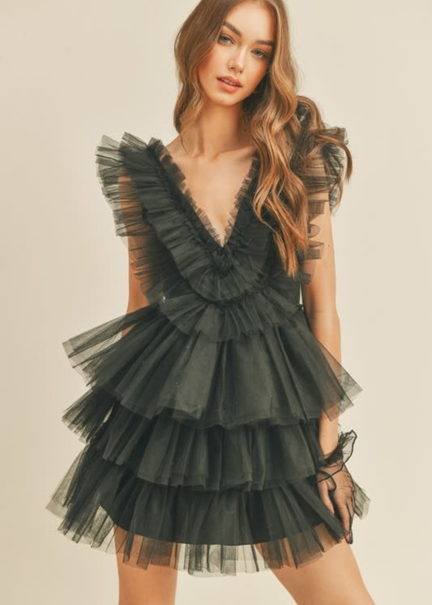 Frill Of The Moment Black Dress