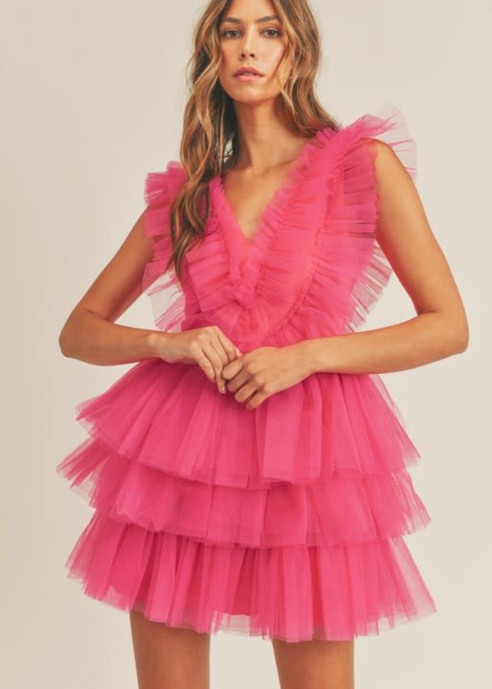 Frill Of The Moment Hot Pink Dress