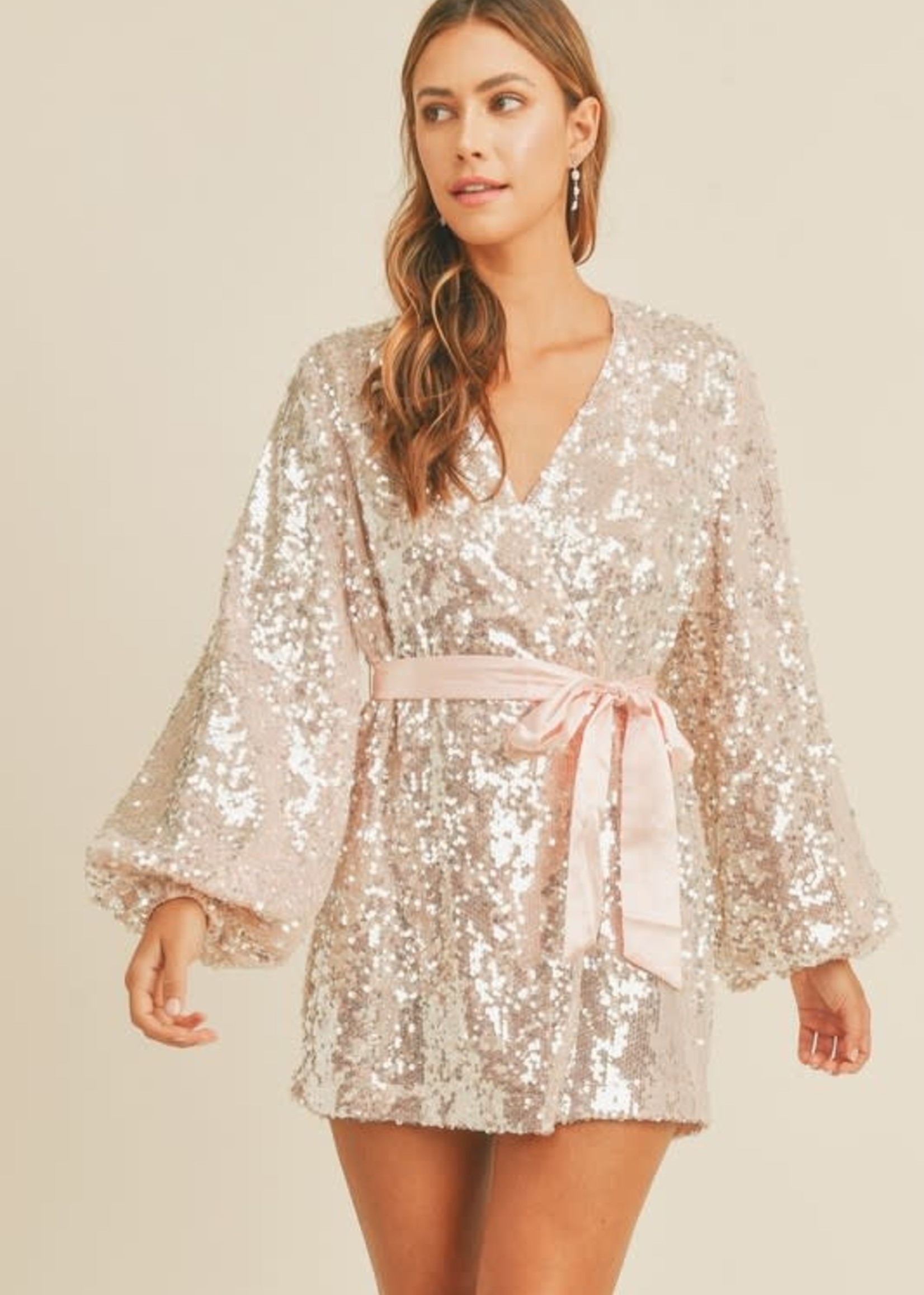 Wrap Up In Sparkly Sequin Party Dress (2 Colors)