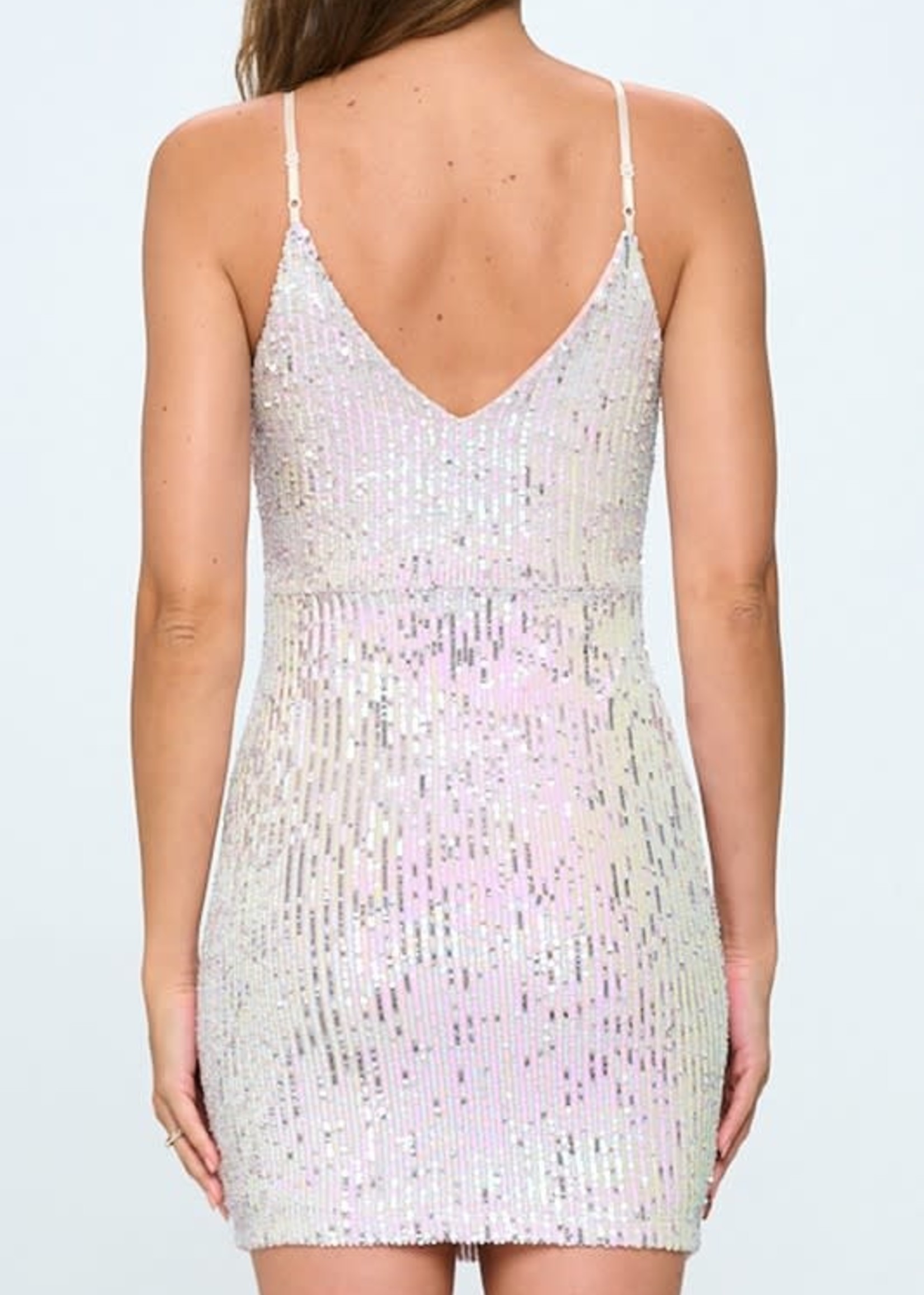 Pink and Silver Sequin Party Dress