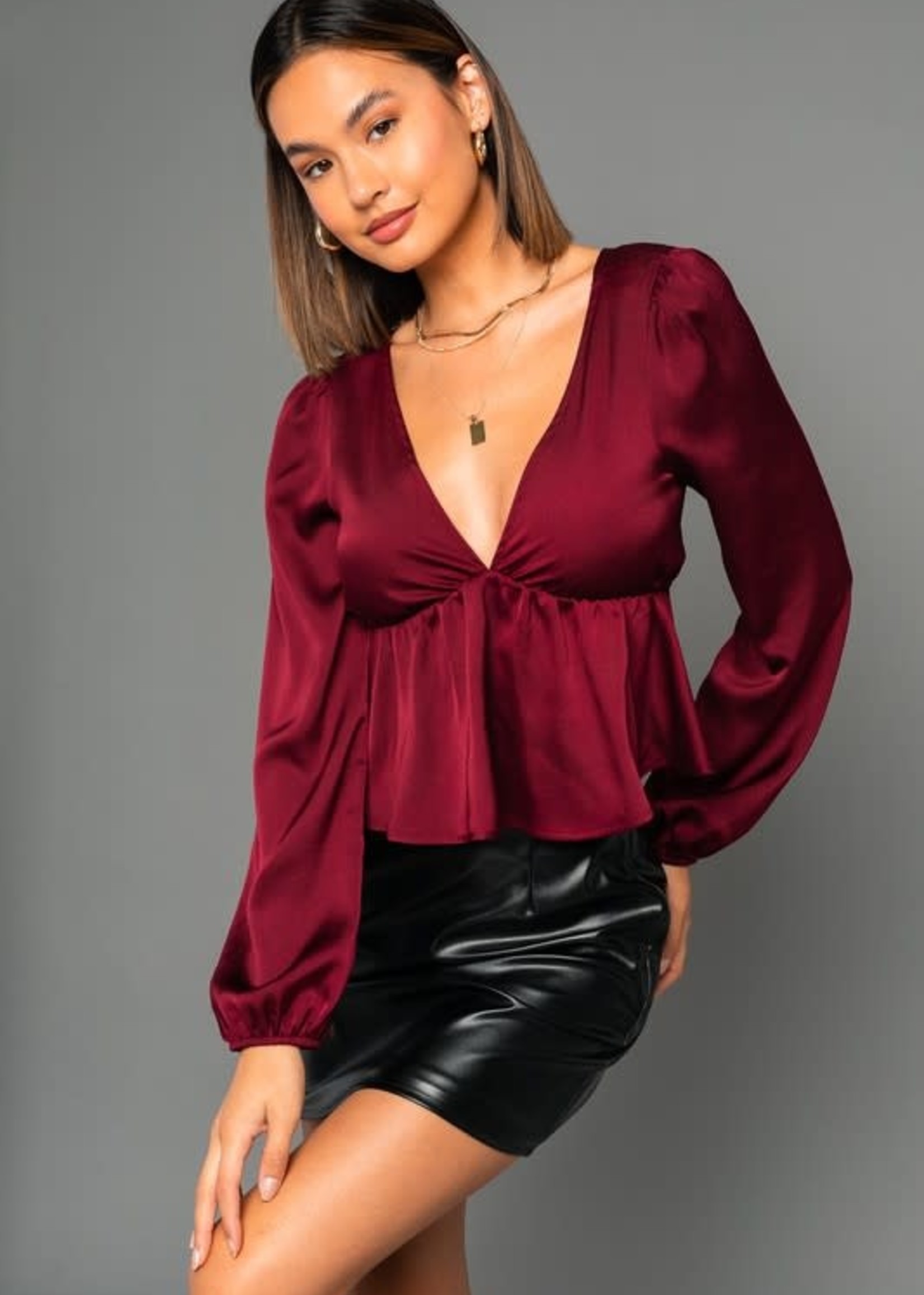 Burgundy Open Back Party Top