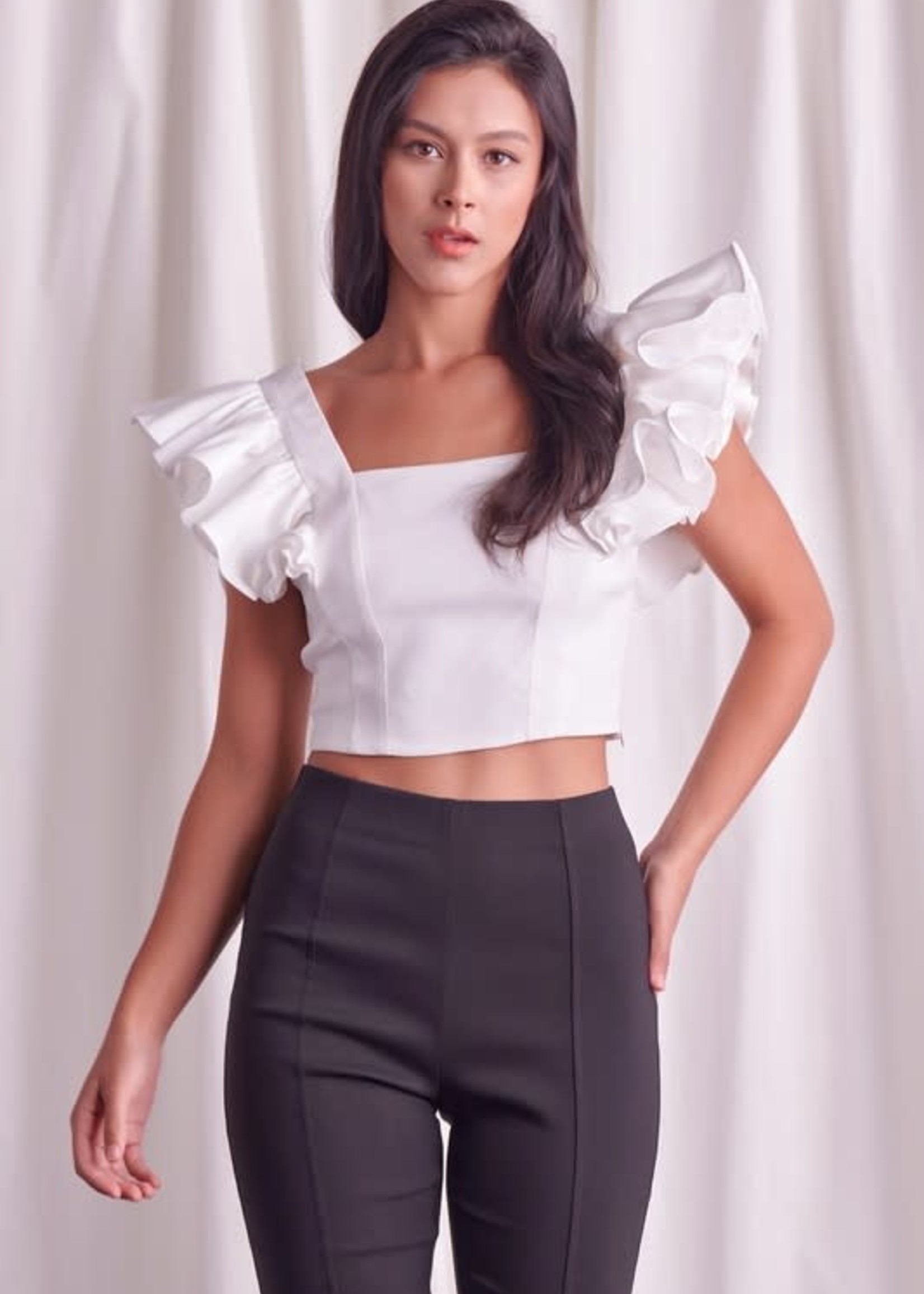 White Party Ruffle Top