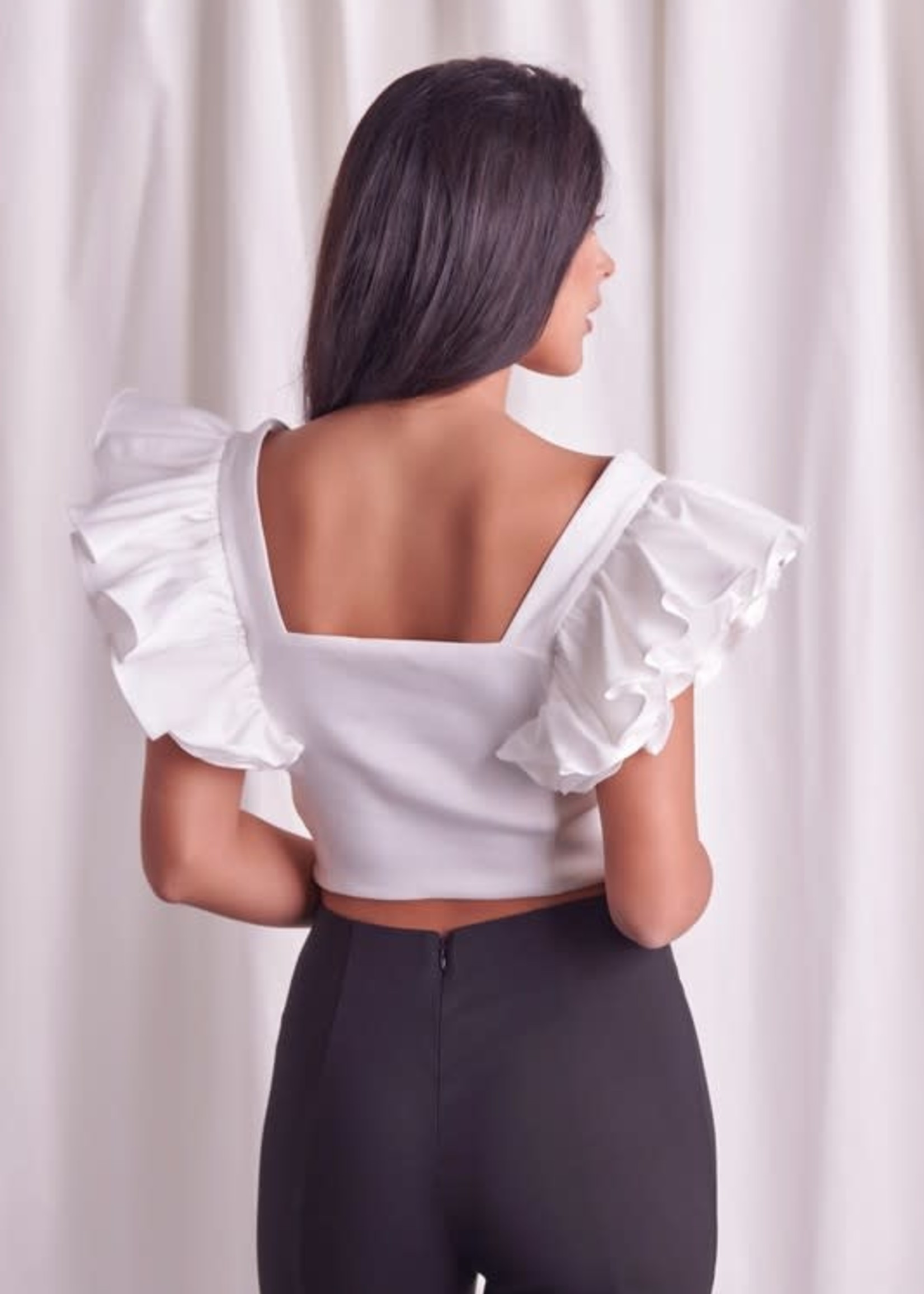 White Party Ruffle Top