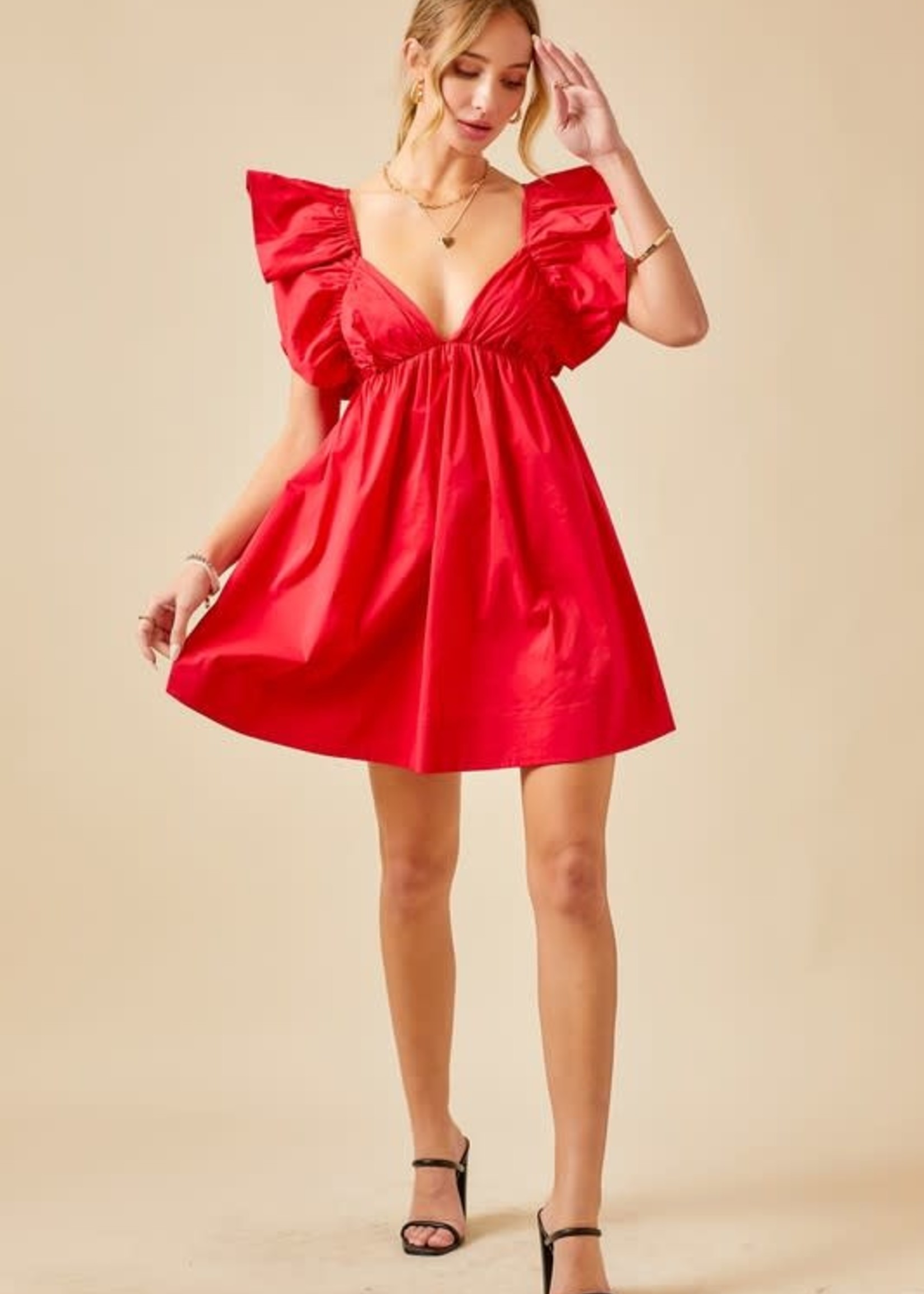 Spring Dream Red Ruffle Dress
