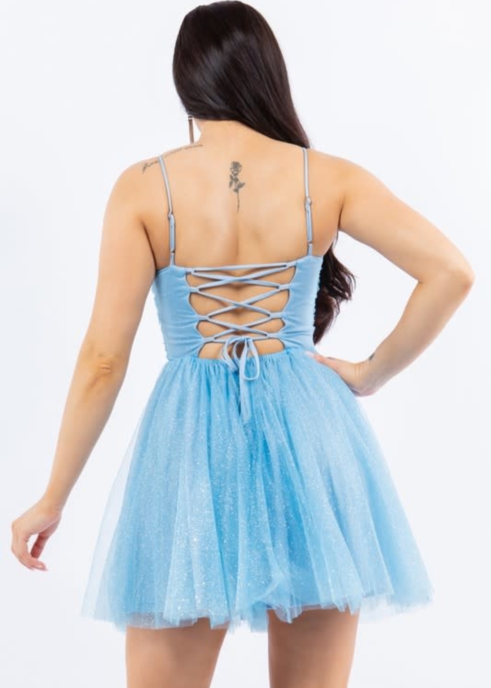 Blue Glitter Tulle Party Dress