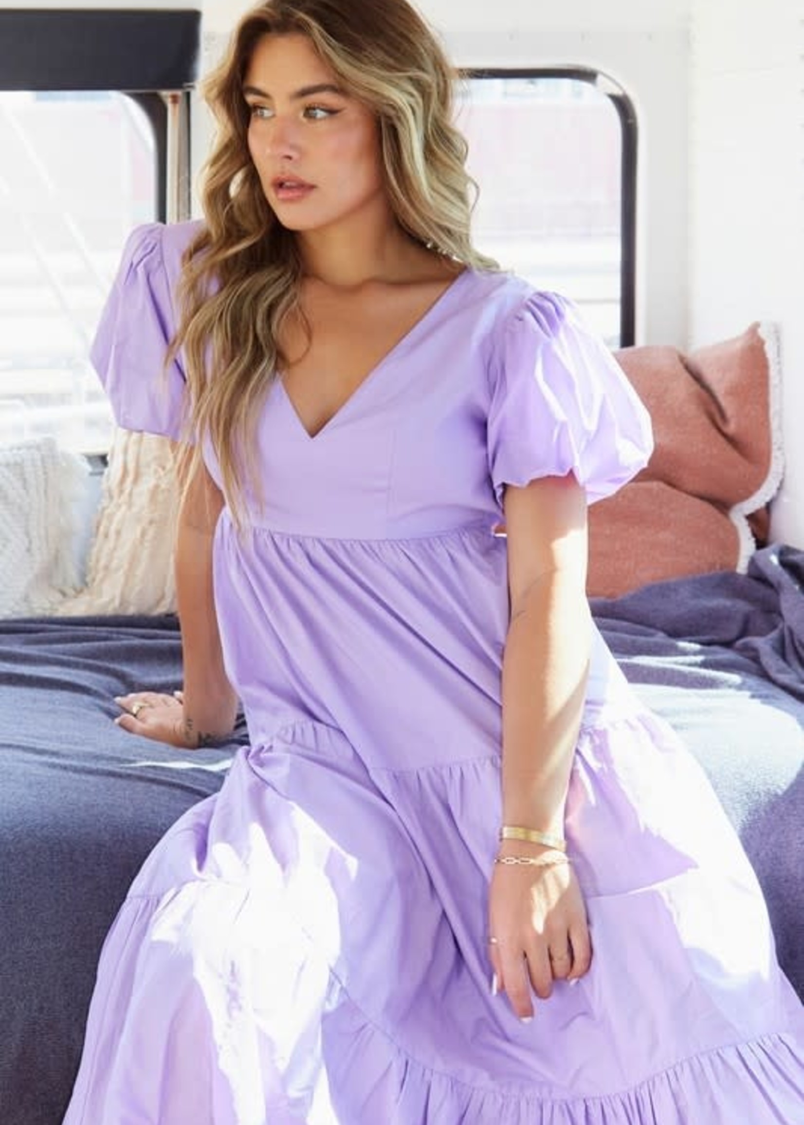 Spring On Lavender Midi Dress